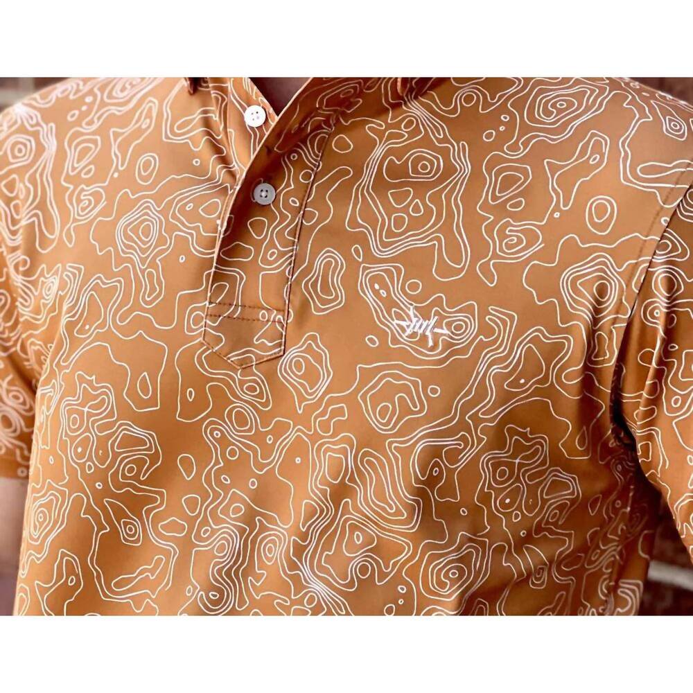 NEW TEXAS STANDARD big bend topo polo in burnt orange